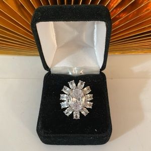 White Topaz Cocktail Ring  Sz 71/2